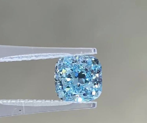 큰 크기  CVD 연구실 성장한 blue diamond 공상적 생생한 종합적 2.25 Ct 쿠션은 VS1을 줄였습니다