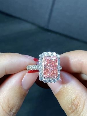 4.56 ct 실험실 다이아몬드 보석 핑크색 복사 잘라준 다이아몬드 반지