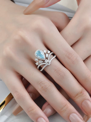 18K 금 푸른 연구실 다이아몬드 보석 우수한 배는 약혼 반지를 줄였습니다