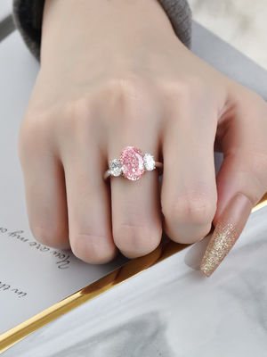 3.52 ct 실험실 다이아몬드 보석 타원형 핑크 다이아몬드 반지 10 모스