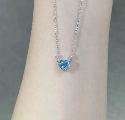 1.51ct 실험실 다이아몬드 보석 합성 Cvd 블루 하트 커트 앵커 18k 백금