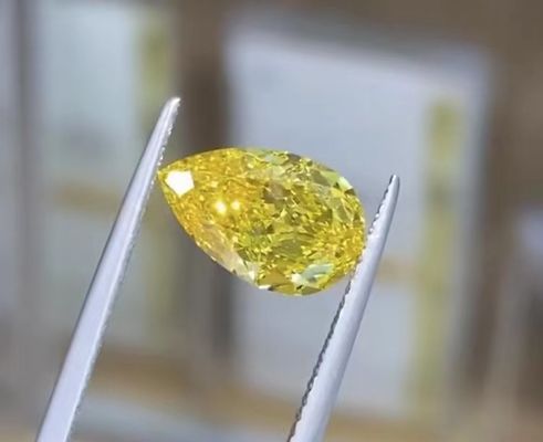 1.16ct Pear Cut Lab 화려한 밝은 노란색 HPHT 다이아몬드 VS1 맑음 웨딩 보석에 이상적입니다