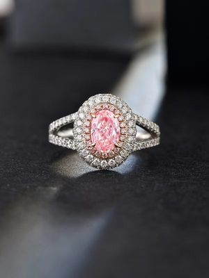 0.89ct 실험실에서 만든 합성 화려한 분홍색 CVD 다이아몬드 IGI 인증 18K 백금 반지 다이아몬드 반지
