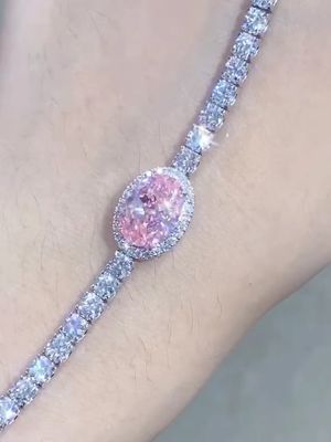 2.87ct 핑크 다이아몬드 테니스 팔찌 타원형 절단 느슨한 합성 다이아몬드