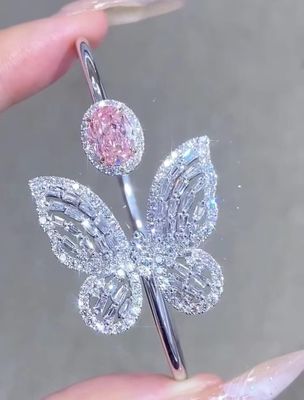 NGTC 인증 실험실 자란 다이아몬드 팔찌 1.97ct 타원 핑크 다이아몬드 팔찌
