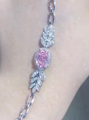 타원형 합성 다이아몬드 테니스 팔찌 2.72ct 분홍 다이아몬드 팔찌 타원형