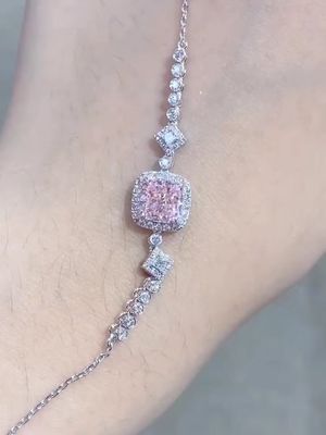 쿠션 컷 랩 다이아몬드 브래시렛 분홍색 다이아몬드 색상 1.52ct