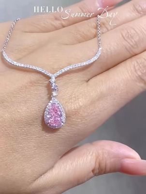 1.97ct 실험실에서 자란 다이아몬드 펜던트 목걸이 Pear Cut 핑크 색상