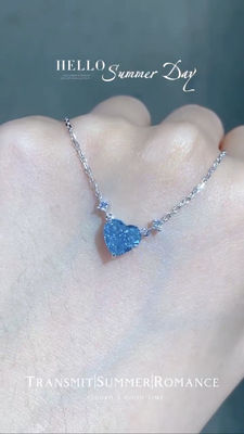 블루 랩에서 만든 다이아몬드 계란 목걸이 1.51ct 심장 절단 GRC 인증