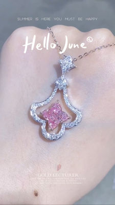 네 잎 클로버 릴리 컷 랩 자란 다이아몬드 펜던트 고급 핑크 2.93ct