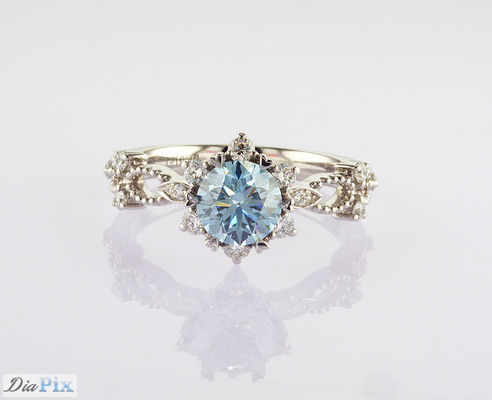 블루 CVD 1.01ct 실험실에서 자란 다이아몬드 결혼 반지 18K 흰 금 세트 IGI 인증