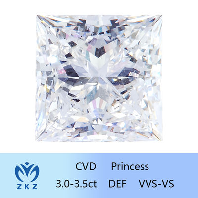 IGI 인증과 다이아몬드 나석 CVD 실험실 그로운 무색인 공주 형태 3ct~3.4ct 인조 다이아몬드