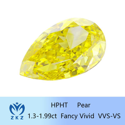 1.3ct-1.99ct HPHT Pear Loose Lab IGI 인증으로 만든 노란 다이아몬드
