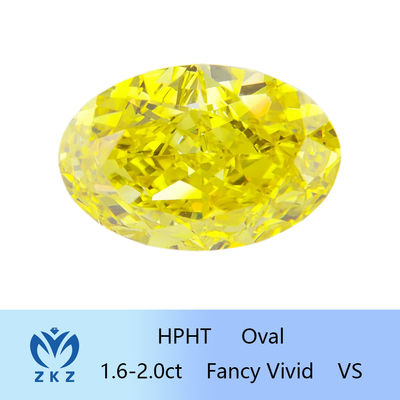 오벌 커트 HPHT 종합적이 노랗 다이아몬드 공상 생생하 1.6 ct 내지 2.0 ct