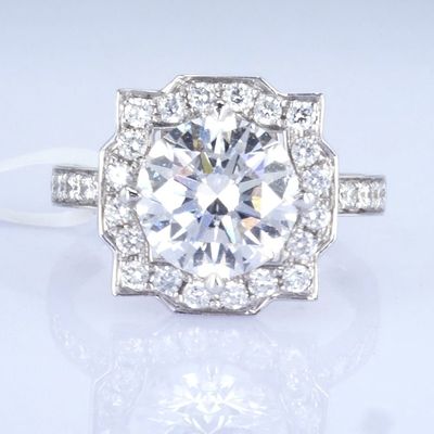 18k 멋진 디자인 반지 3ct 흰색 실험실에서 자란 다이아몬드 반지 둥근 모양 합성 다이아몬드 반지