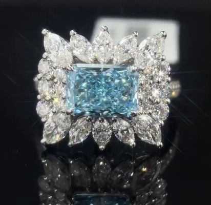 2.20ct 블루 랩 자란 다이아몬드 반지