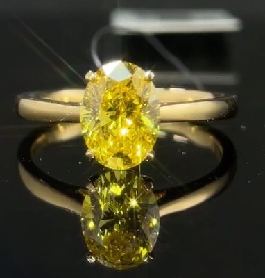 1.59ct 실험실 다이아몬드 보석 타원형 절단 다이아몬드 반지 화려한 밝은 노란색 클래식 스타일